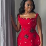 Red Conical Or exaggerated Hip A line African Party Dress