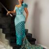 Overbust Corset Gown With Extension Made With Three Shade Of Green (1)