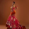 Long Corset Flair Gown With Illusion Net And 3D Appliques. African Dresses Modern. (1)