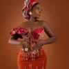 Long Corset Flair Gown With Illusion Net And 3D Appliques. African Dresses Modern. (3)