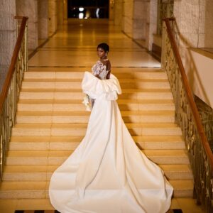 Fitted Mermaid African Wedding Attire With Cathedral Train